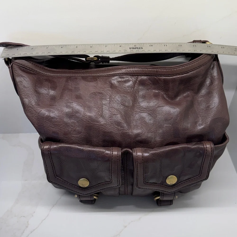 Marc Jacobs Dark Brown Leather Hobo Shoulder Bag with Gold Hardware